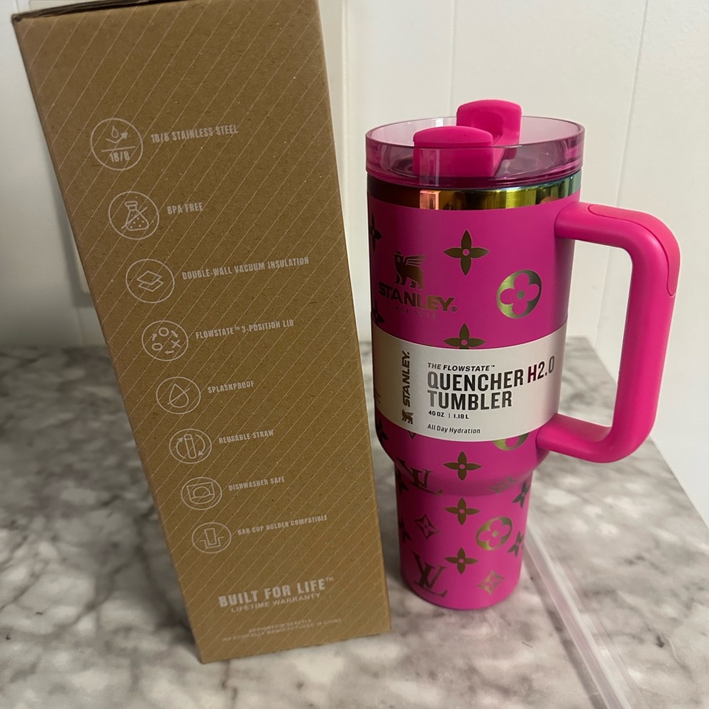 Stanley Hot Pink Travel Quencher Tumbler with Metallic Accents - Picture 11 of 11
